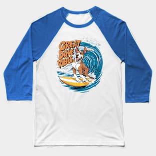 The Wave Rider Great Dane Dog Surfing Baseball T-Shirt